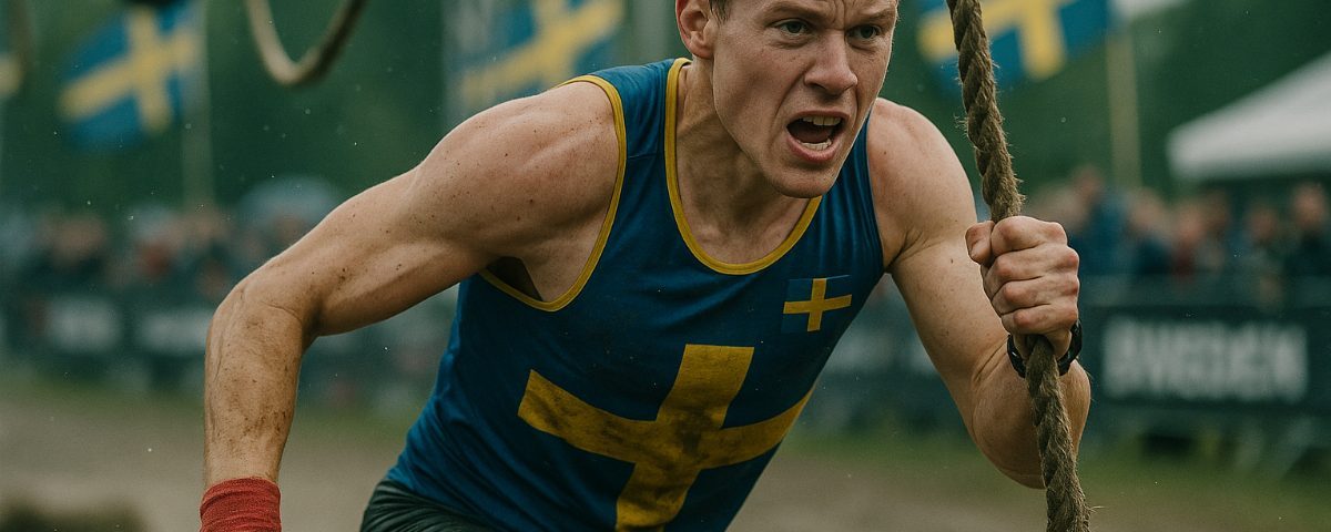 En extremsporttävling som håller plats i Sverige med en aktiv deltagare i rörelse.